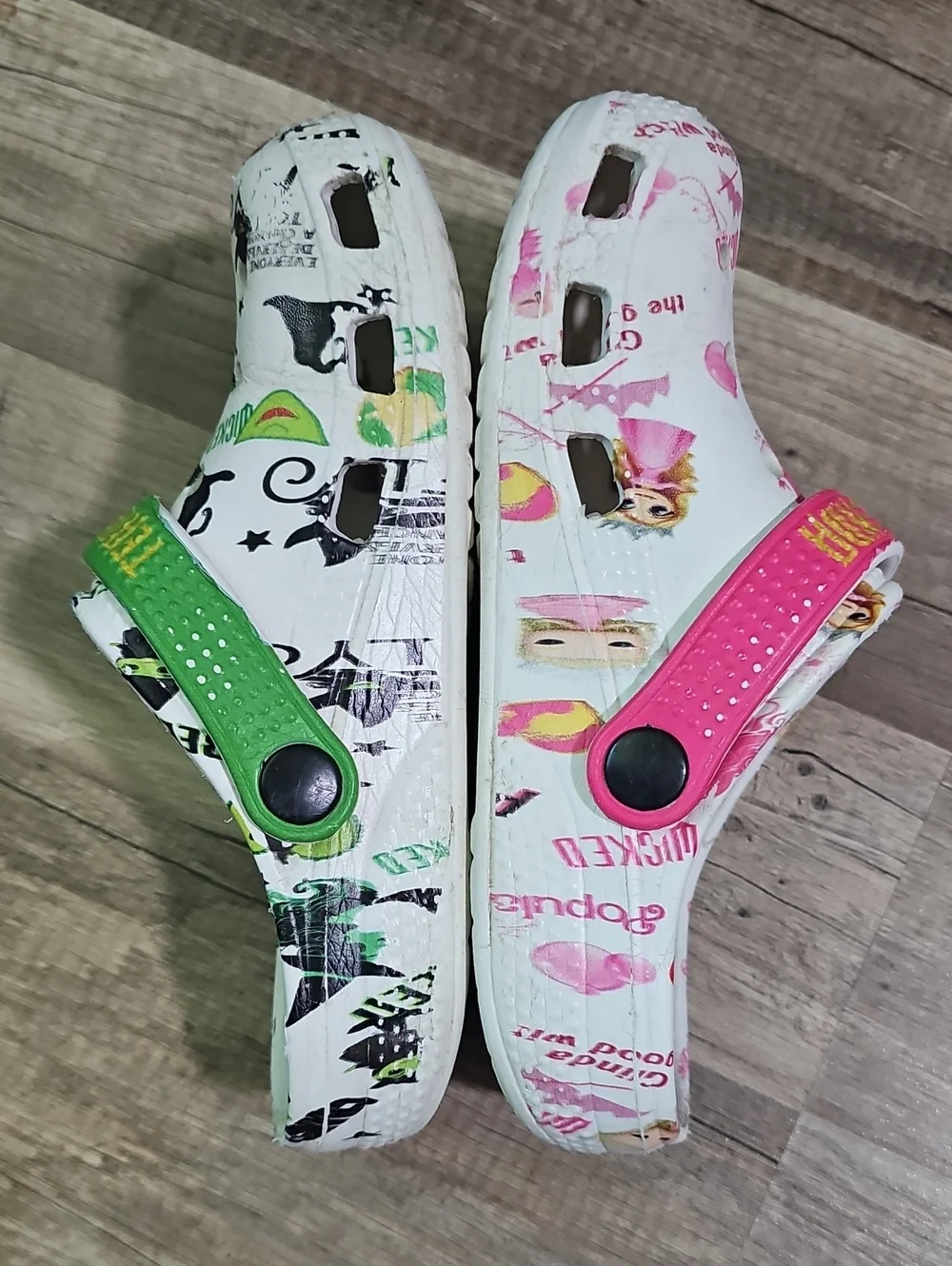Wicked Kids' Size 1 Mismatched Slip-On Clogs Elphaba & Glinda